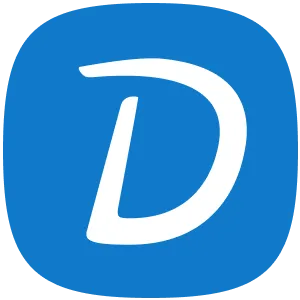Logo bleu avec lettre D blanche